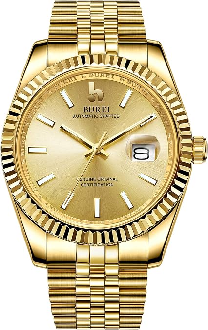 BUREI Men's Automatic Mechanical Watch Luxury Business Waterproof Stainless Steel Watches for Men, Self-Winding