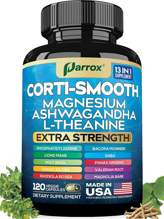 Cortisol Supplement, 11-in-1 Magnesium & Ashwagandha, Corti-Smooth, 120ct