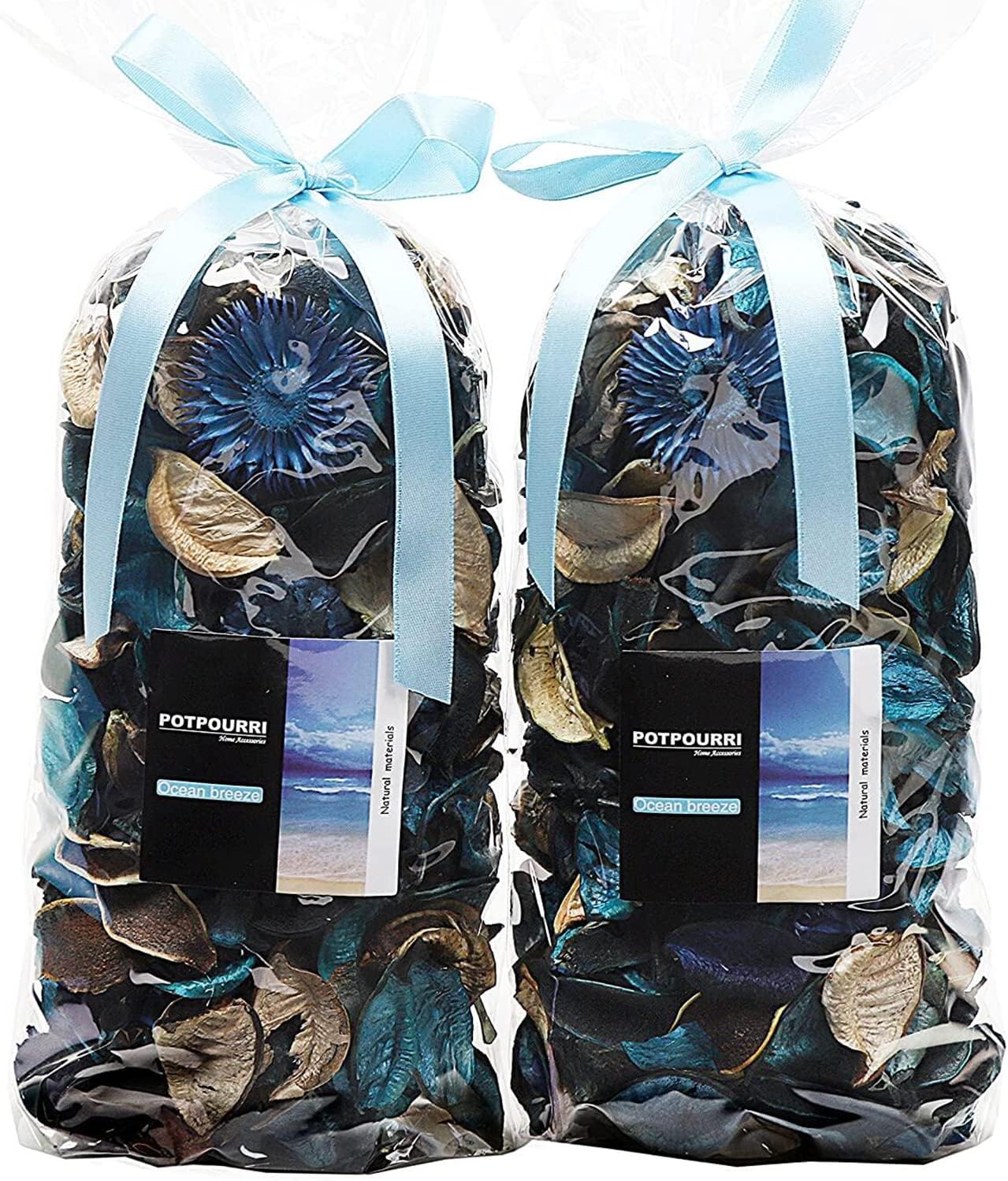 Qingbei Rina Spring Potpourri Bags,Ocean Breeze Scented Potpourri Dried Flower, Bowl Vase Filler, Home Fragrance Sachet Petal, Beach Coastal Decor, 8.4 oz(Turquoise Teal)