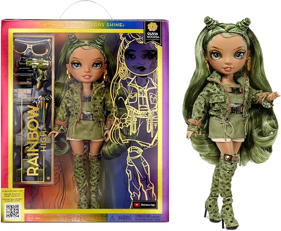 Rainbow High Fashion Doll – OLIVIA WOODS - Camo Green Doll – Fashionable Outfit & 10+ Colourful Play Accessories - For Collectors and Kids Ages 4-12 Years