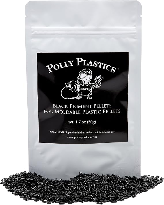 Polly Plastics Moldable Plastic Pellets for Cosplayers and Hobbyists in EZ Grip Jar with Idea Booklet Black, Size 50g (1.75 oz)