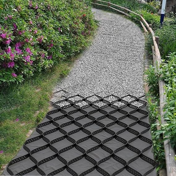 Geo Grid Ground, 2" Depth Permeable Stabilization System for DIY Patio, Walkway, 3ft/ 5ft/ 10ft/ 15ft/ 20ft/25ft/ 30ft Shed Base, Light Vehicle Driveway, Parking Lot, Grass, and Gravel(1m x 6m
