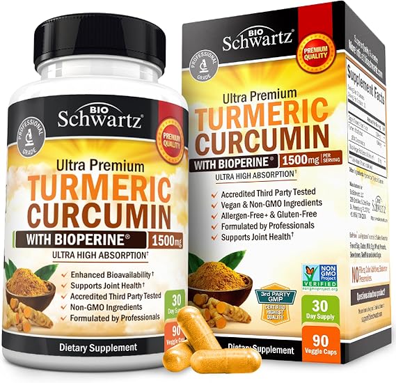 Turmeric Curcumin with Black Pepper Extract 1500mg - Turmeric Supplement