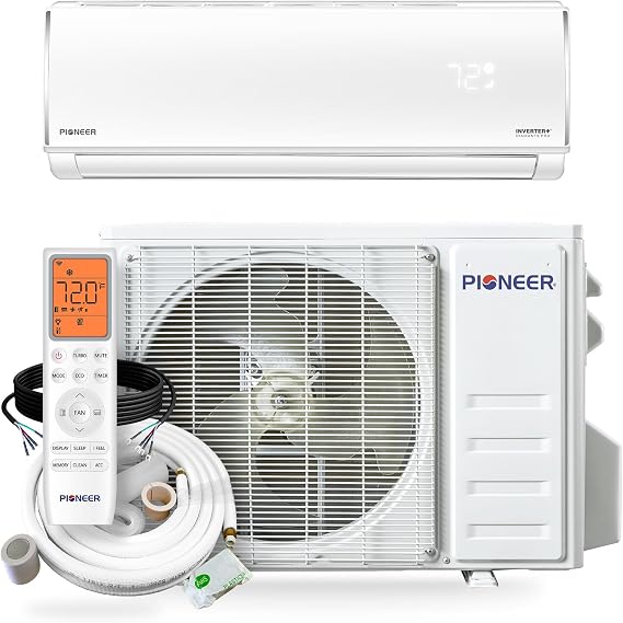 Pioneer Diamante Pro 12,000 BTU 20 SEER2 115V High-Wall Ductless Mini-Split Air Conditioner Inverter Heat Pump with 16 Ft. Kit