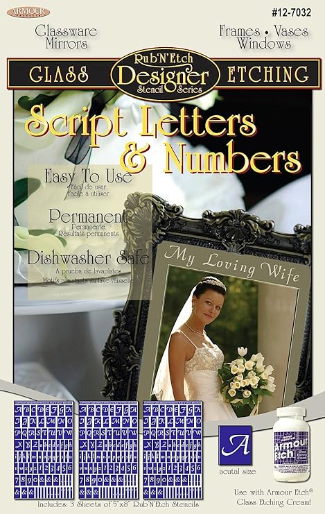Armour Etch Designer Stencil Pak Script Letters