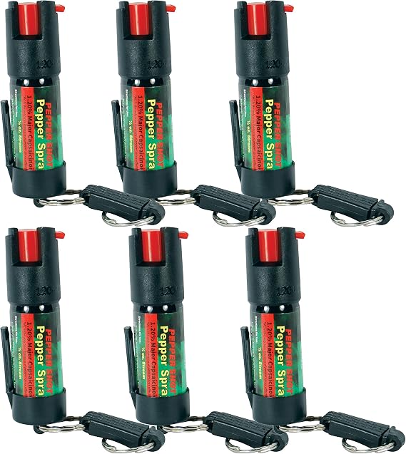 Pepper Shot 1.4% MC 1/2 Oz Key Chain Quick Release Pepper Sprays - Lot of 6 as Shown