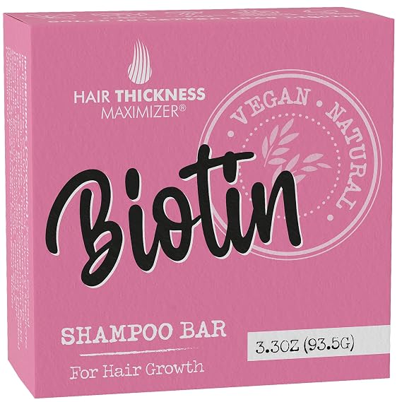 Biotin Hair Growth Shampoo Bar. Eco-Friendly, No Harsh Chemicals, Color Safe, pH Balanced. Solid Shampoo Bar Equal to 3 Liquid Bottles. Zero Plastic, USA Made, Strengthening & Dry Hair Relief - 3.3 oz