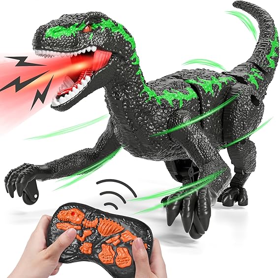 Bennol Remote Control Dinosaur Toys for Kids 3-5 5-7, One-Key Demo Simulator Jurassic Velociraptor Dino Toys for Kids Boys with Light & Sounds, Dinosaur Toy Gifts for 3 4 5 6 7 8 Years Old Boys