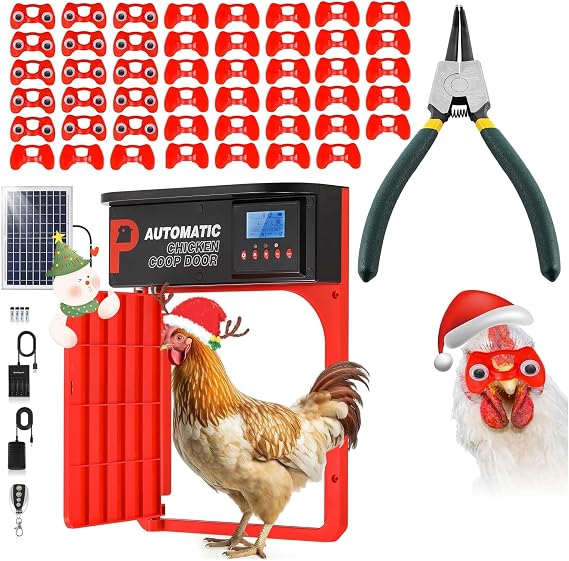 Upgrade Automatic Chicken Coop Door+ 50 Pcs Pinless Peepers with Stickers