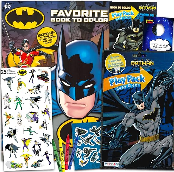 Batman Coloring Book Set for Kids - Bundle with Batman Activity Book, Stickers Plus More | Superhero Coloring Set for Boys, Girls