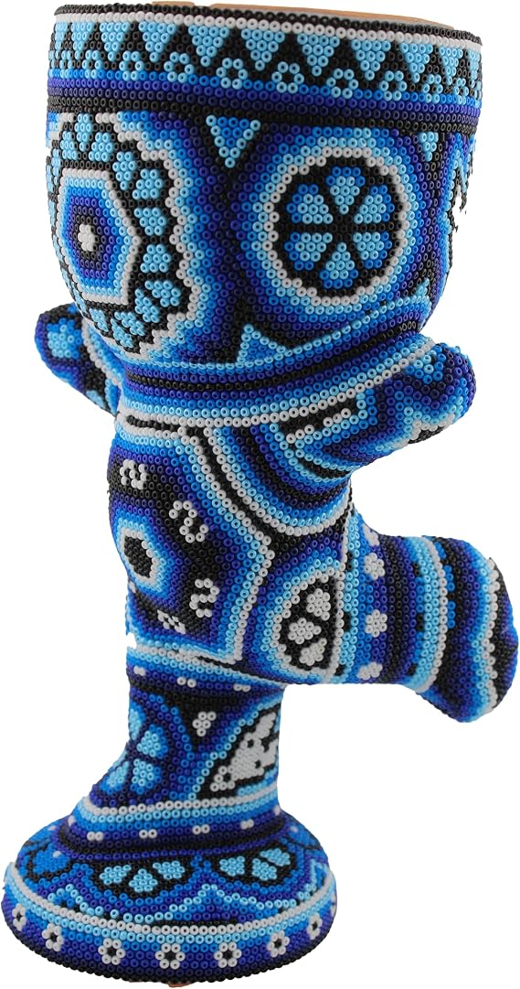 Robertito Blue Dancing Kicking Artisan Handmade Handcrafted Wixarica Beadwork Traditional Mexican Huichol Planter