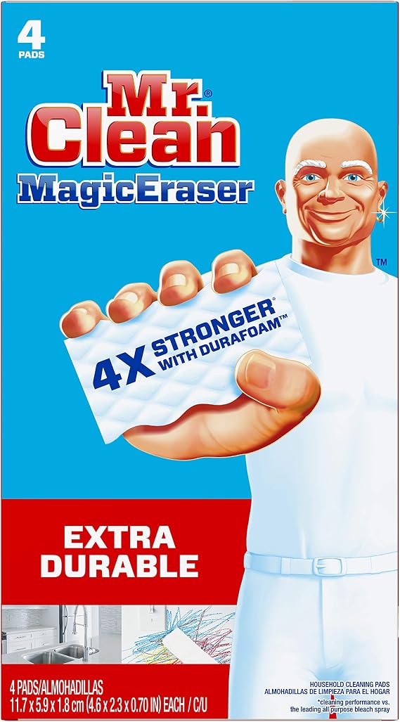 Mr. Clean Magic Eraser Extra Durable Scrubber & Cleaning Sponge, 4 Count (Pack of 1)