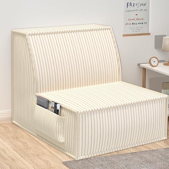 Sofa-in-a-Box Memory Foam Sofa - Sleeper Chair, for Living Room/Dorm/Guest Use/Home Office/Apartment, Single Size, Dark White