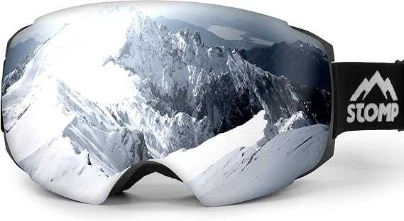 STOMP Ski Goggles PRO - Frameless, Interchangeable Lens 100% UV400 Protection Snow Goggles for Men & Women OTG