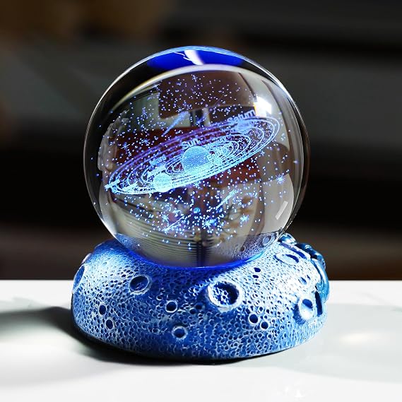 Movdyka 3D Solar System 2.36in Crystal Ball Planets Gifts for Men Women [Energy Class E]