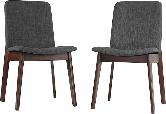 Cortesi Home Bjorn Dining Chair in Charcoal Fabric, (Set of 2), Grey