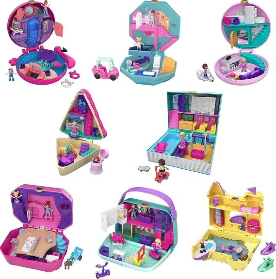 Polly Pocket Compact Playsets, Includes 2 Micro Dolls & 13 Accessories, Travel Toys with Surprise Reveals (Styles May Vary)
