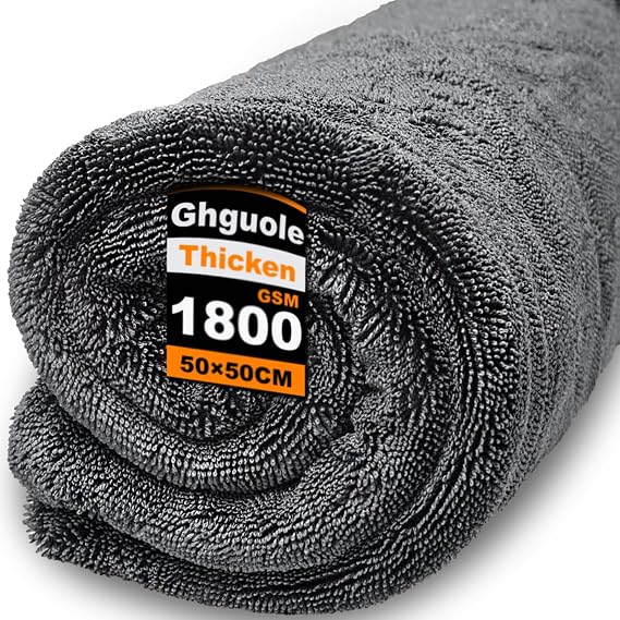 Car Drying Towel Extra Large,1800GSM Drying Towel Car Detailing,Double-Sided Thickened Microfibre Towels,Super Absorbent Lint-Free Cars Cleaning Cloths for Fast Drying,Washing (50 * 50)
