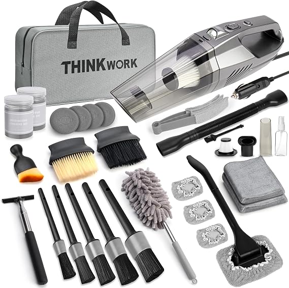 THINKWORK Car Cleaning Kit with High Power Vacuum,31PCS Car Detailing Kit
