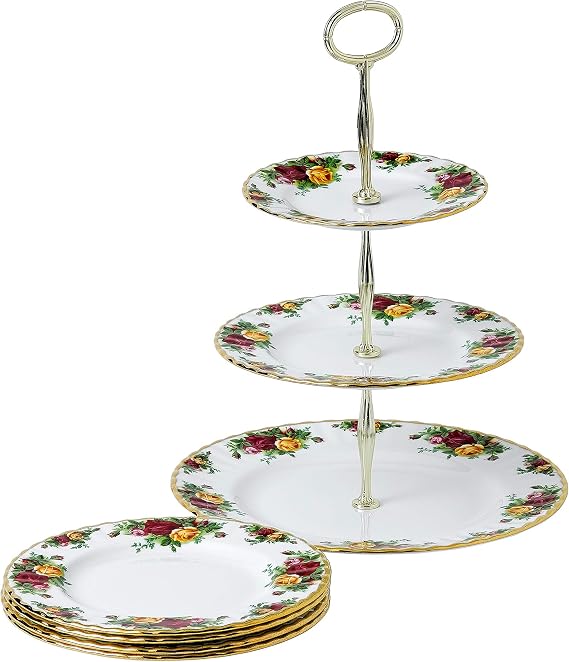Royal Albert Old Country Roses 1051423 Old Country Roses Cake Server 5 pc Set Fine Bone China Multi
