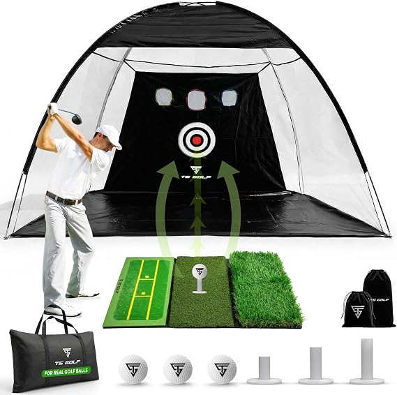 Golf Practice Net Bundle | with Active Track Golf Mat