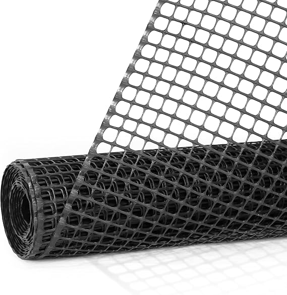Fencer Wire Black Plastic Poultry Netting Animal & Garden Fence Recyclable Plastic Barrier Environmental Protection Mesh 0.5" x 0.5" (3 ft. x 15 ft.)