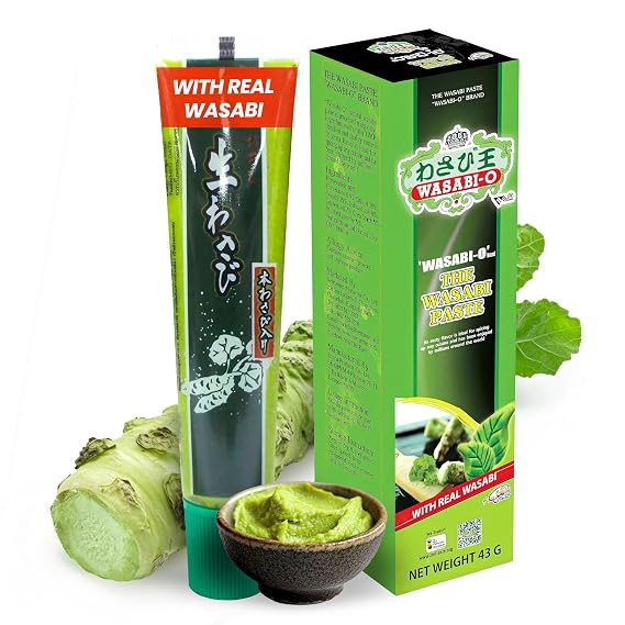 Wasabi-O Real Wasabi Paste - Authentic Japanese Fresh Wasabi Root - Mild Heat - Squeeze Tube for Sushi, Sauce, Mayo, Seafood - 1 x 1.52 Oz