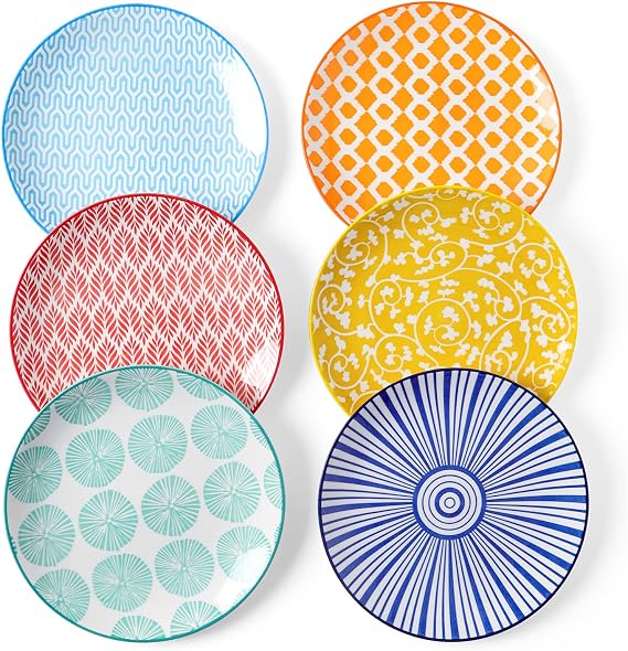 Selamica Ceramic Dessert Plates Set of 6, 6 Inch Small Plates for Snacks