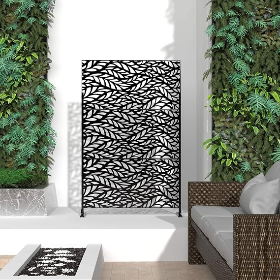 Outdoor Privacy Screen Freestanding Decorative Screen Set with Stand for Outdoor&Indoor Patio Balcony Swimming Pool