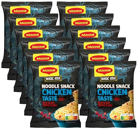 Maggi Magic Asia Instant Nudel Snack Huhn asiatisches Fertiggericht 12er Pack (12 x 65g)