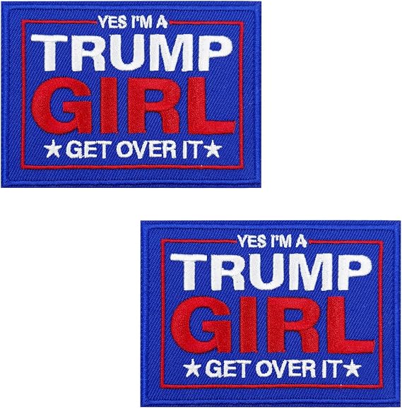 Girl Patch 3.5" Embroidered IronOn Political Badge with Get Over It Design for Jackets, Backpacks & Supporter Gear