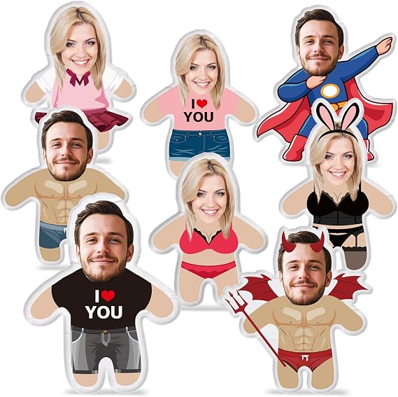 Custom Face Pillow Cute Personalised Photo Plush Doll, 3D Double-Sided Plush Stuffed Pillow for Home Sofa Decor Customized Funny Pillow for Valentines Gifts for Boyfriend Girlfriend (Style 1)