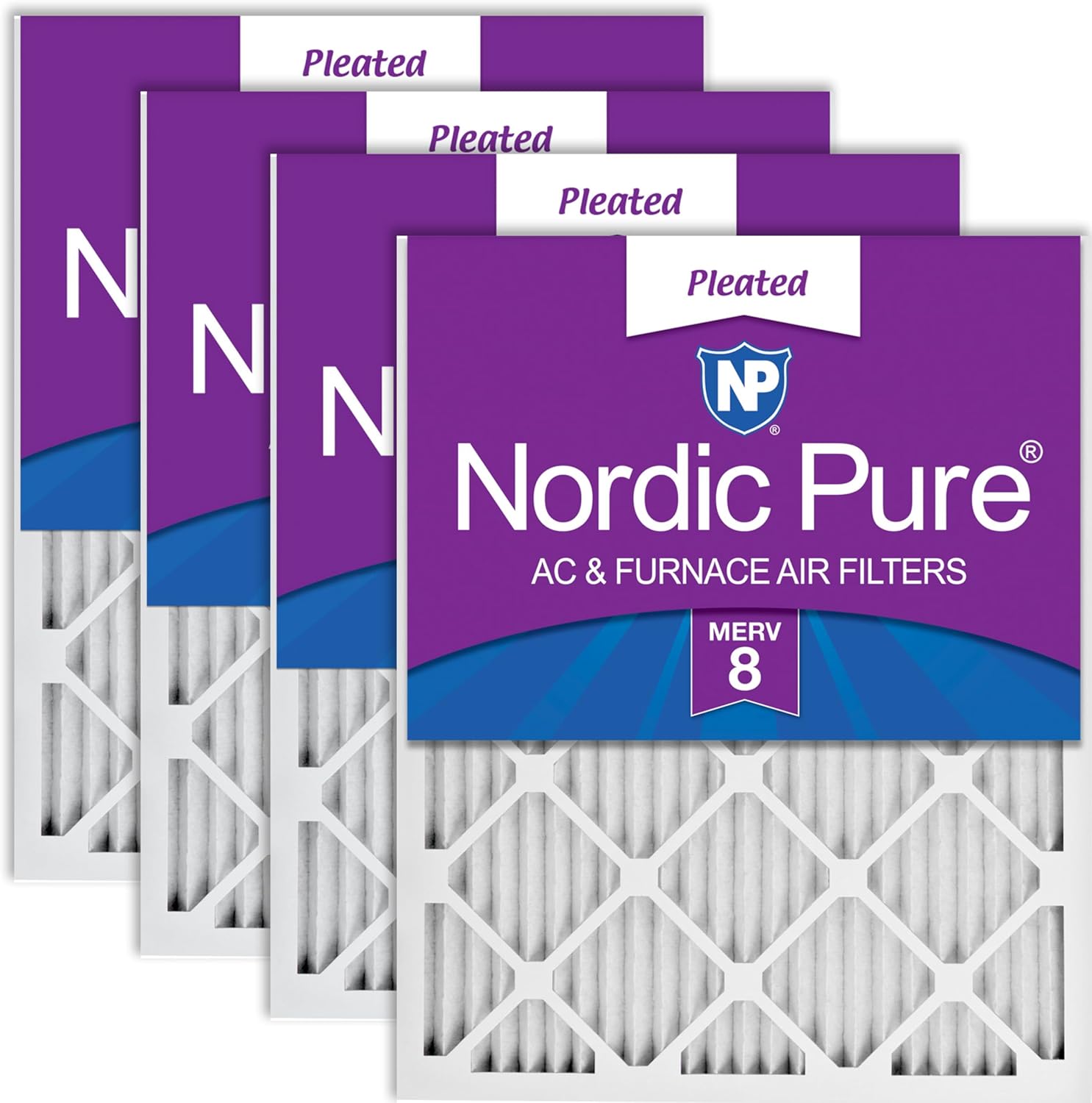 Nordic Pure 16x20x1 Actual Size: 15 12 x 19 12 x 34 Pleated MERV 8 Air Filters 4 Pack