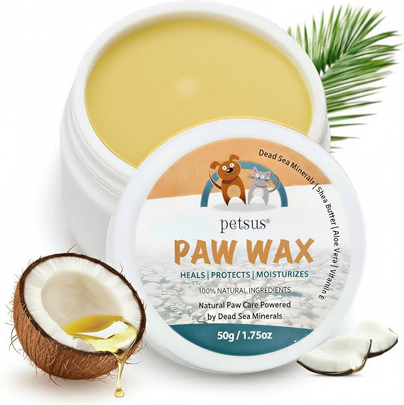 Dog Paw Balm Lick-Safe Wax & Moisturizer for Dry, Cracked Pads, Nose & Snout Natural Protection for Winter & Hot Pavement with Dead Sea Minerals, Shea Butter, Coconut Oil 1.75 oz