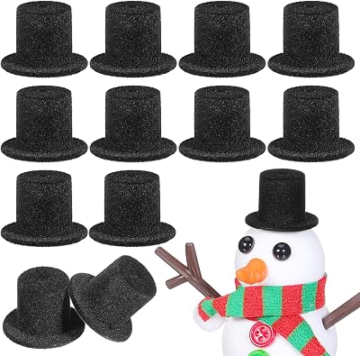 YARNOW 20pcs Mini Doll Hats for Crafts, 0. 9 X 0. 6 Inch, Black, Miniature Felt Top Hats for Christmas Decor, Photo Prop Accessory
