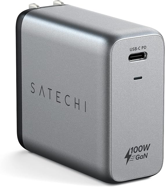 Satechi 100W USB C PD Wall Charger Block Powerful GaN Tech Compatible with MacBook Pro/Air M1 M2 M3 M5, 2021 iPad Pro M1, iPhone 16 Pro Max/16 Pro/16/16 Plus