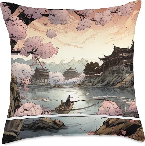 Comic Box Sakura Enchanted Arborium Odyssey A Cherry Blossom Comic Tale Throw Pillow, 18x18, Multicolor