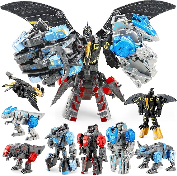 Dinosaur 4 in 1 Transforming Robot Sets Boys Toys for 3-8 Year Old | Gifts for Boys Age 3 4 5 6 7 8, Birthday Presents Toy for Kids, Educational STEM Dinosaur Robot DIY Toy, Play Game Toys