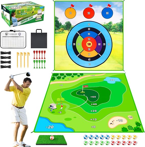 LYDARZ 70"x70" Golf Chipping Practice Mat for Backyard Games, Battle Golf Hitting Mat for Swing Training Game, Perfect for Outdoor Activities