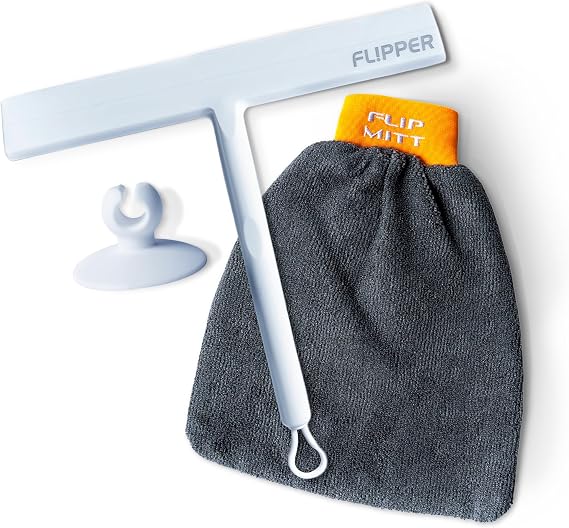 Flipper Squeegee & Mitt All-in-One Cleaning Solution Streak-Free Glass & Surface Cleaner