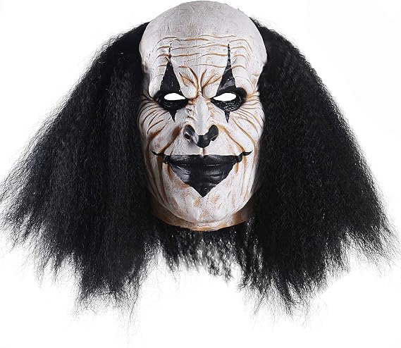 Adults Creepy Clown Face Mask Scary Joker Masks for Halloween(Black)