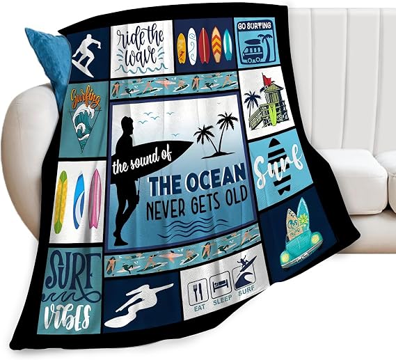 Surfing Blanket for Girls Woman Surfing Sports Throw Blanket Surfing Stuff Decor Merch Cozy Flannel Soft Warm Plush Lightweight Bedding Surfing Gifts for Boy Man Sofa Bedding Couch 50"X40"