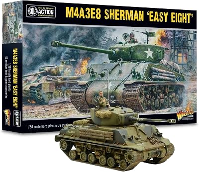 Warlord Games M4A3E8 Sherman Easy Eight - 1:56  28mm Plastic Scale Model Tank for Bolt Action Highly Detailed World War 2 Miniatures for Table-top Wargaming