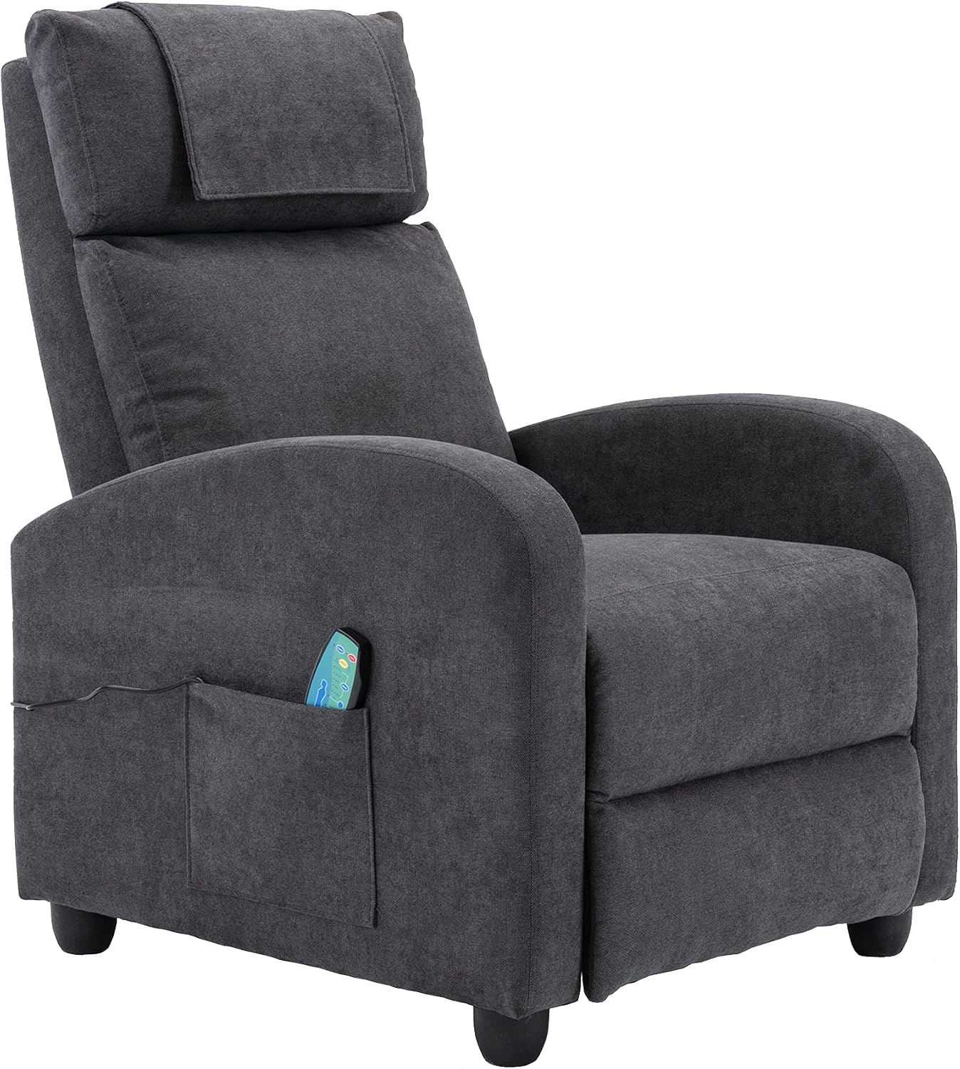 homopiv relaxing chair tv chair with reclining function massage function heat function massage chair with remote control recliner chair fabric recliner chair gray