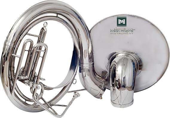 24" King Size Handmade Brass Sousaphone Big Bell Tuba with Mouthpiece and Gig Bag.(Silver)