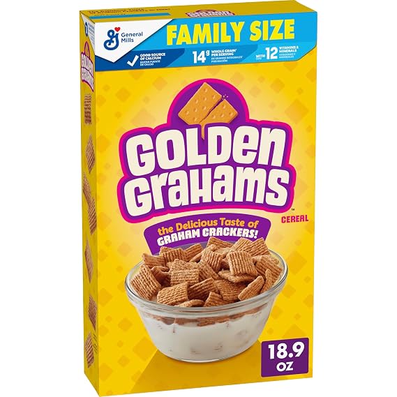 Golden Grahams Breakfast Cereal, Whole Grain, Family Size, 18.9 oz