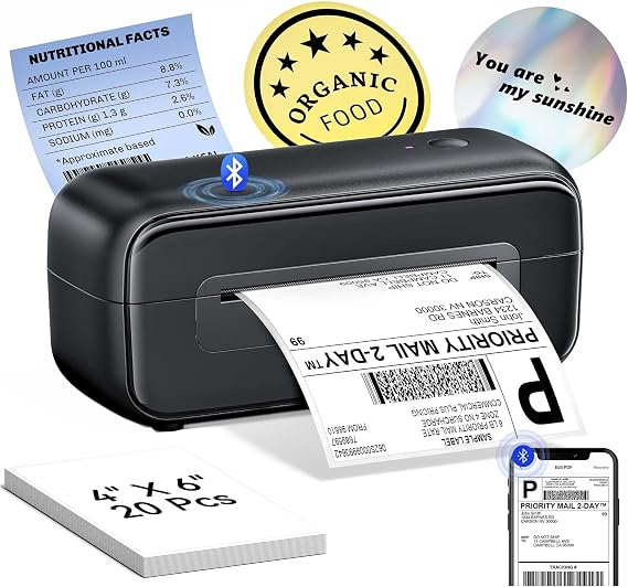 Phomemo 246SBT Shipping Label Printer- 4x6 Bluetooth Thermal Printer, Black