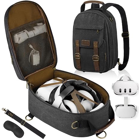 SMRITI Hard Carrying Case Compatible with VR Headsets Virtual Reality and Touch Controllers Accessories, Large Portable Protection Backpack for Travel and Home Storage