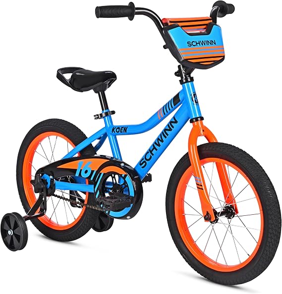 Schwinn Koen 16-Inch Bike for Kids Ages 5-7, Built for Safety and Comfort, Quick Assembly, Beginner Training Wheel Bicycle