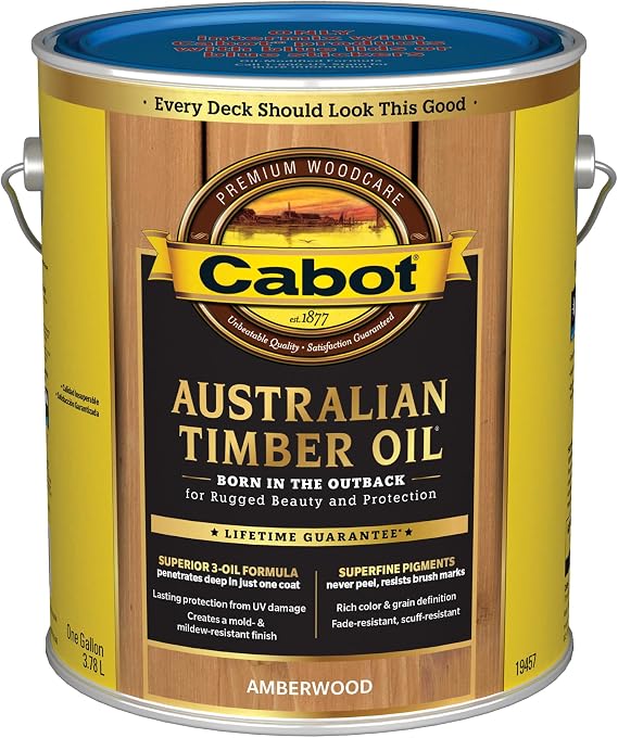 Cabot 140.0019457.007 Australian Timber Oil Water Reducible, Translucent, Amberwood - 1 Gallon